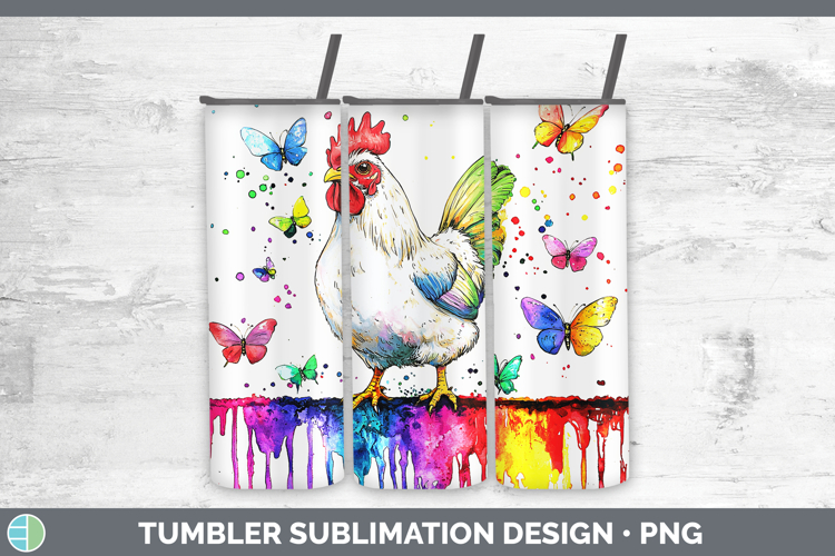 Rainbow Drips BS01 Chicken Tumbler Sublimation 20 oz Skinny