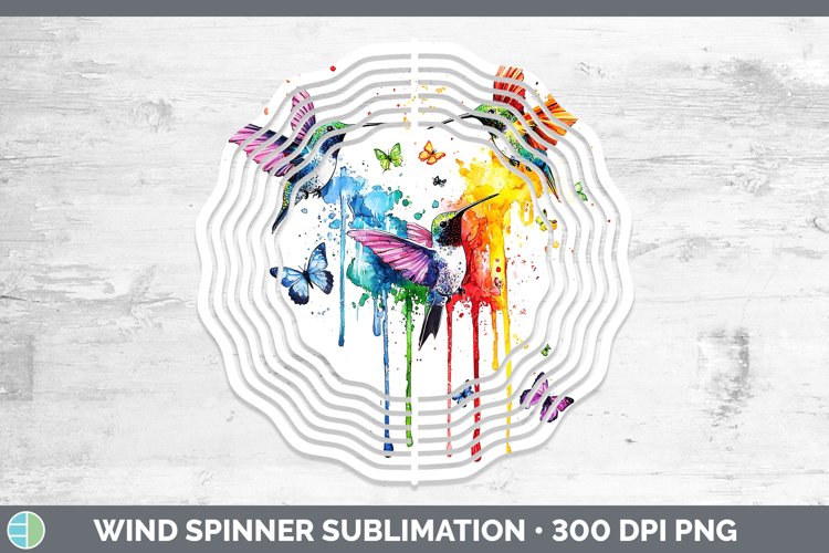 Rainbow Drips BS01 Hummingbird Wind Spinner Sublimation Spin