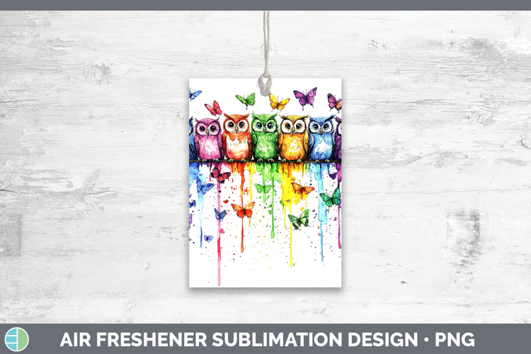 Rainbow Drips BS01 Owl Air Freshener Sublimation Car Freshen