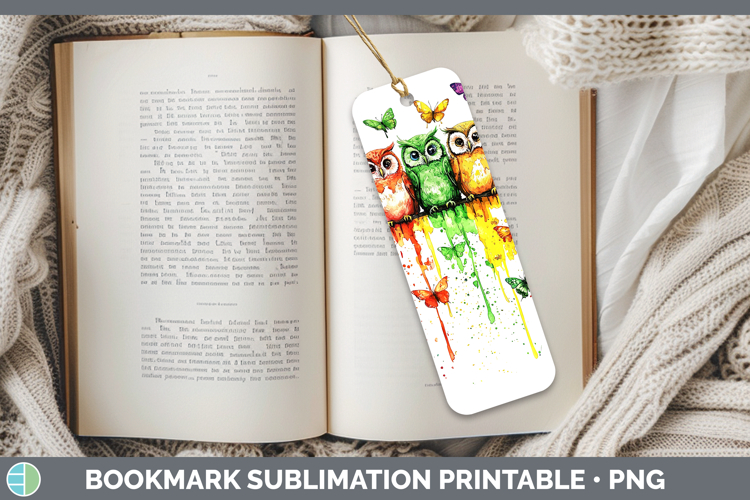 Rainbow Drips BS01 Owl Bookmark Sublimation Printable Design