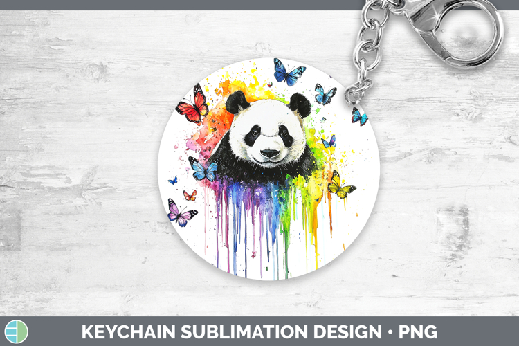 Rainbow Drips BS01 Panda Keychain Sublimation Keyring Design