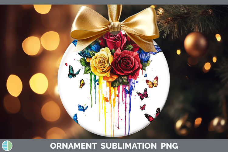 Rainbow Drips BS01 Rose Ornament Sublimation Bauble Designs