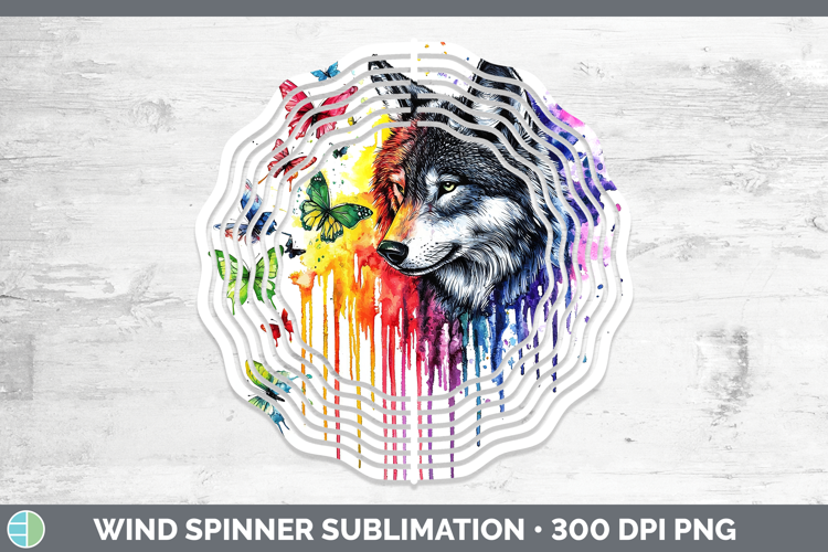 Rainbow Drips BS01 Wolf Wind Spinner Sublimation Spinner Des