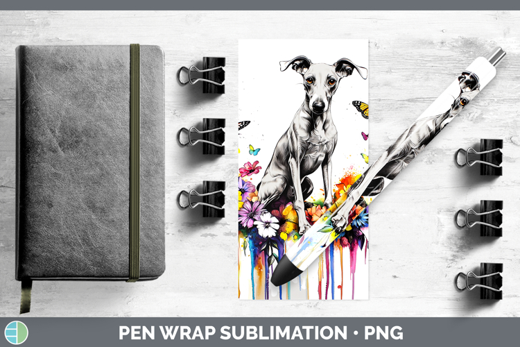 Rainbow Drips Greyhound Pen Wrap Sublimation Pen Designs