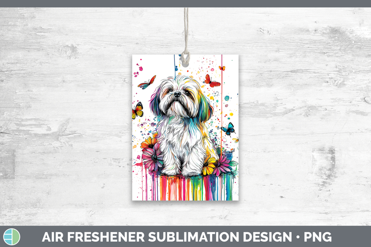 Rainbow Drips Lhasa Apso Air Freshener Sublimation Car Fresh