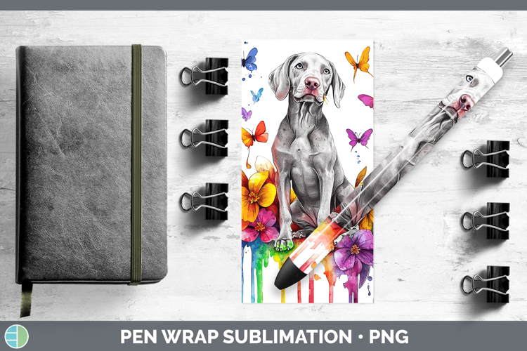 Rainbow Drips Weimaraner Pen Wrap Sublimation Pen Designs