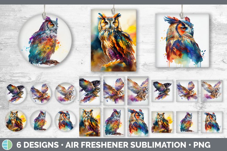 Rainbow Eagle Owl Air Freshener Sublimation Car Freshener