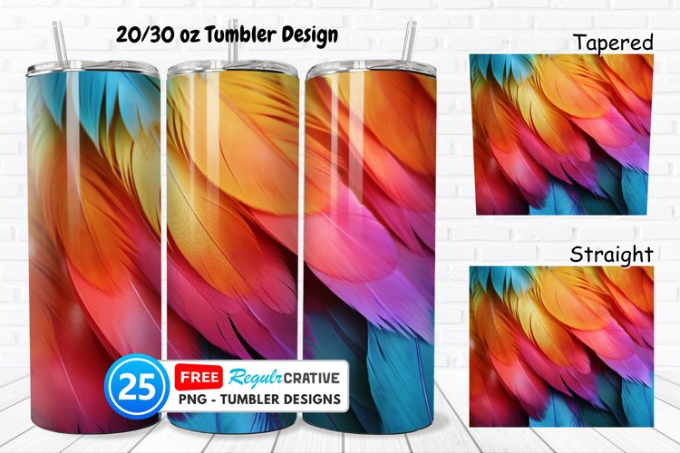 Rainbow Feathers 20/30oz Tumbler, BONUS 25 Tumbler