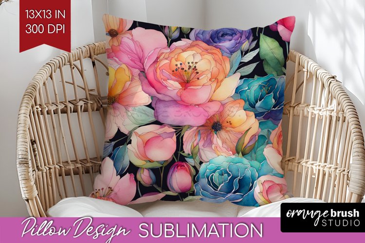 Rainbow Flowers Pillow Sublimation - Spring Pillow Cover PNG