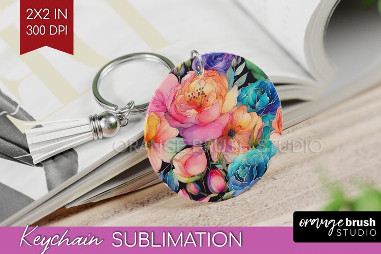 Rainbow Flowers Keychain PNG - Spring Keychain Sublimation