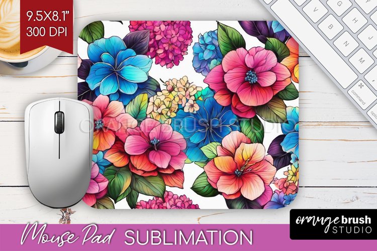 Rainbow Flowers Mouse Pad Sublimation - Spring Mousepad PNG