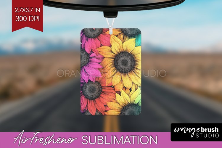 Rainbow Flowers Air Freshener PNG - Spring PNG Sublimation