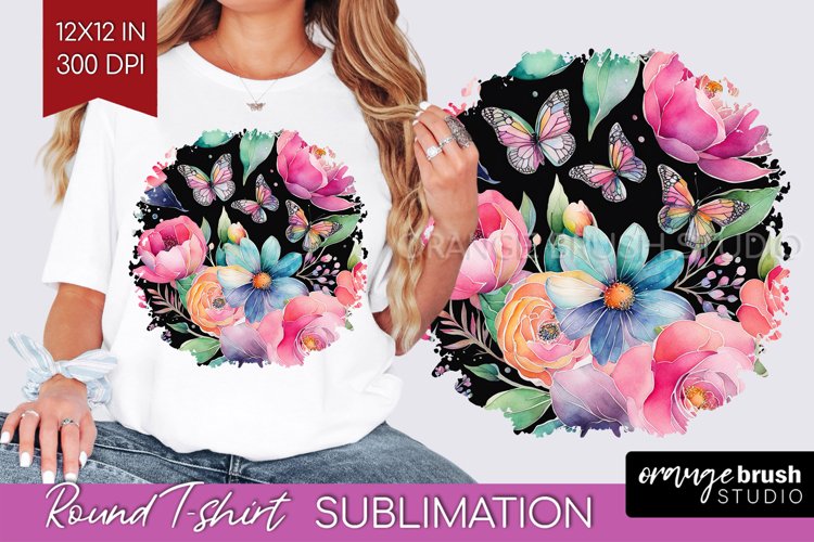 Rainbow Flowers Round Tshirt Background - Spring PNG