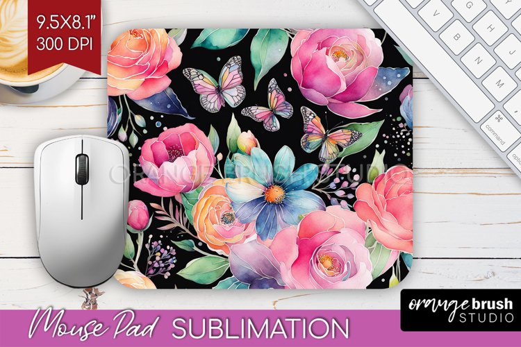 Rainbow Flowers Mouse Pad Sublimation - Spring Mousepad PNG