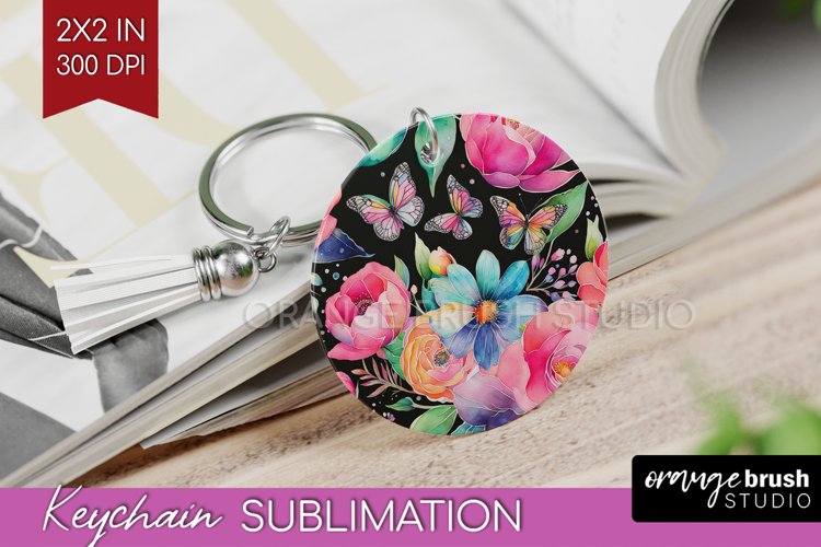 Rainbow Flowers Keychain PNG - Spring Keychain Sublimation