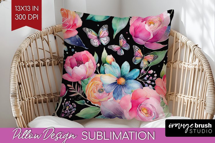 Rainbow Flowers Pillow Sublimation - Spring Pillow Cover PNG