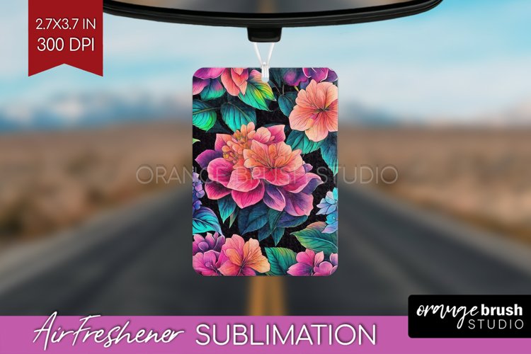 Rainbow Flowers Air Freshener PNG - Spring PNG Sublimation