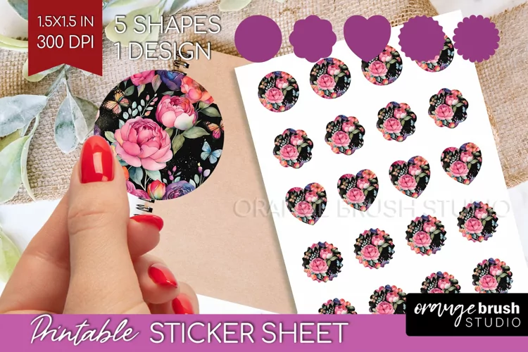 Rainbow Flowers Round Sticker - Spring Printable Sticker