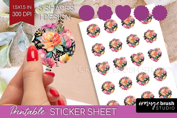 Rainbow Flowers Round Sticker - Spring Printable Sticker