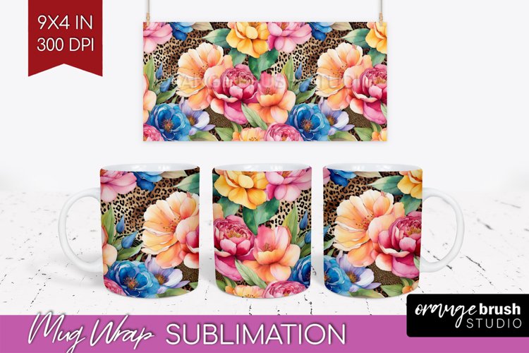 Rainbow Flowers Mug Wrap - Spring Mug PNG Sublimation