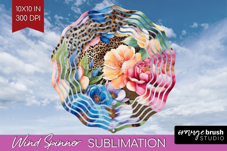 Rainbow Flowers Wind Spinner Sublimation PNG - Spring Round