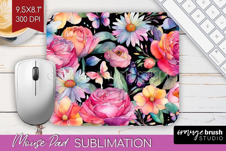 Rainbow Flowers Mouse Pad Sublimation - Spring Mousepad PNG