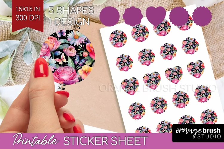 Rainbow Flowers Round Sticker - Spring Printable Sticker