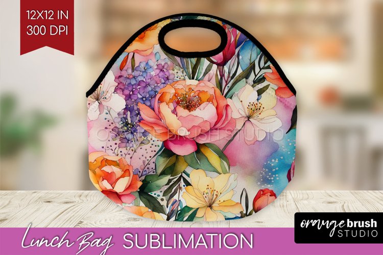 Rainbow Flowers Lunch Bag - Spring Lunch Bug PNG Sublimation
