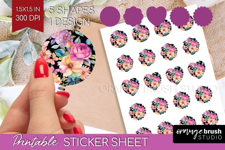 Rainbow Flowers Round Sticker - Spring Printable Sticker