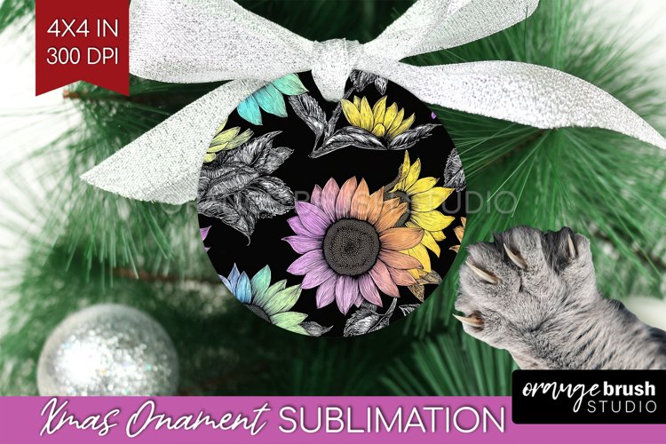 Rainbow Flowers Ornament PNG - Spring PNG Sublimation