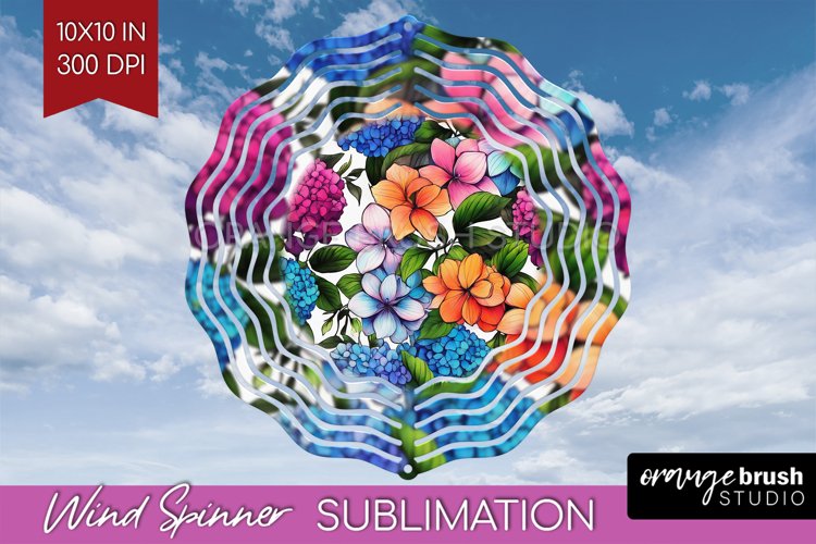 Rainbow Flowers Wind Spinner Sublimation PNG - Spring Round