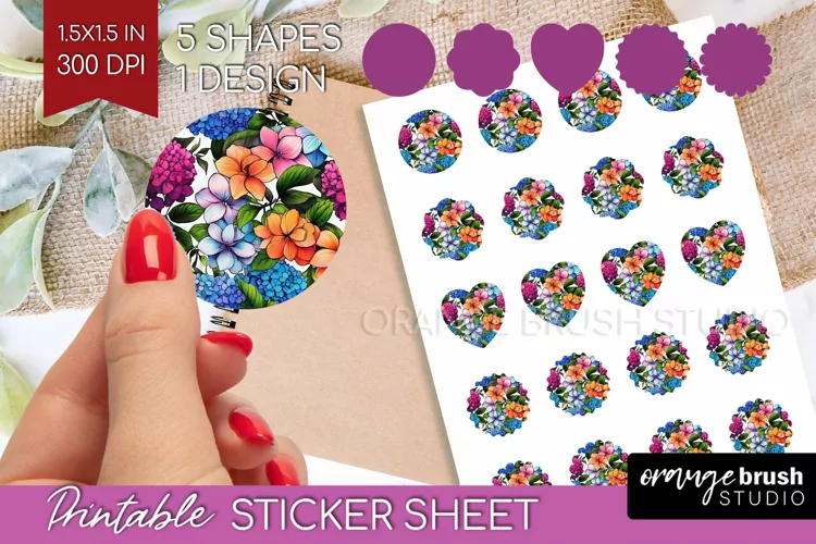 Rainbow Flowers Round Sticker - Spring Printable Sticker