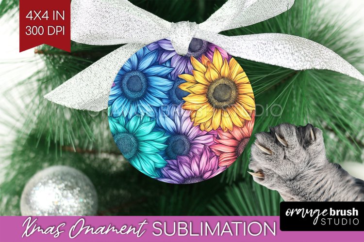 Rainbow Flowers Ornament PNG - Spring PNG Sublimation