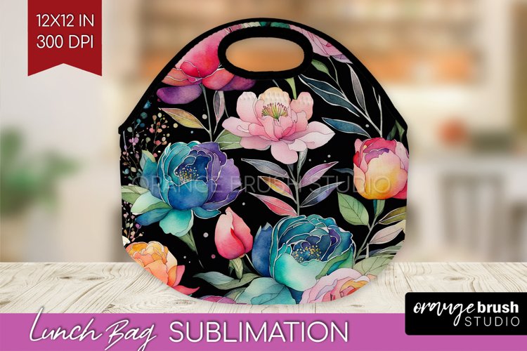 Rainbow Flowers Lunch Bag - Spring Lunch Bug PNG Sublimation