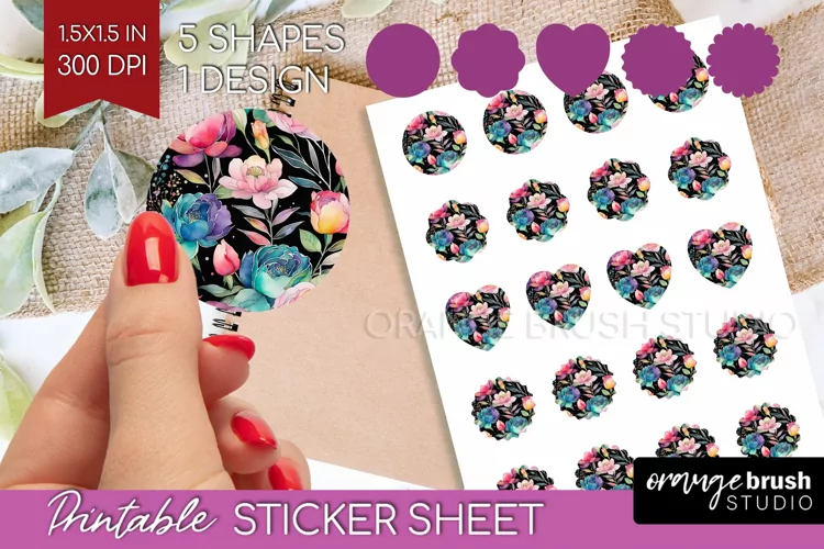 Rainbow Flowers Round Sticker - Spring Printable Sticker