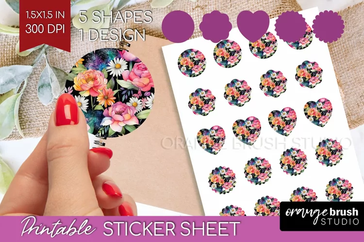 Rainbow Flowers Round Sticker - Spring Printable Sticker