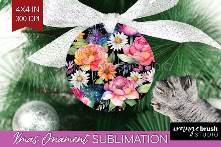 Rainbow Flowers Ornament PNG - Spring PNG Sublimation