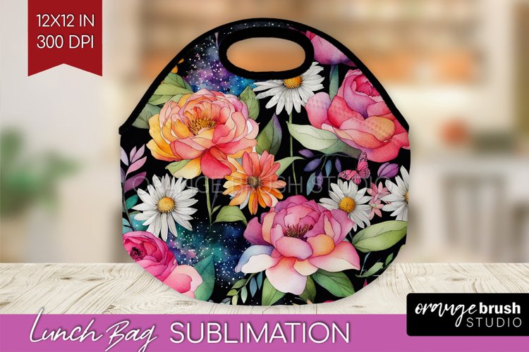 Rainbow Flowers Lunch Bag - Spring Lunch Bug PNG Sublimation
