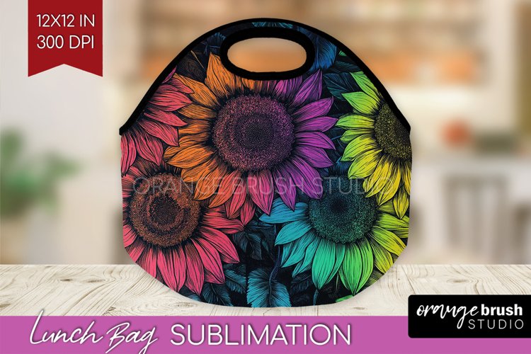Rainbow Flowers Lunch Bag - Spring Lunch Bug PNG Sublimation
