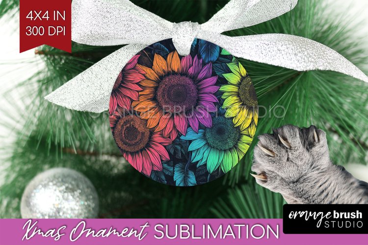 Rainbow Flowers Ornament PNG - Spring PNG Sublimation