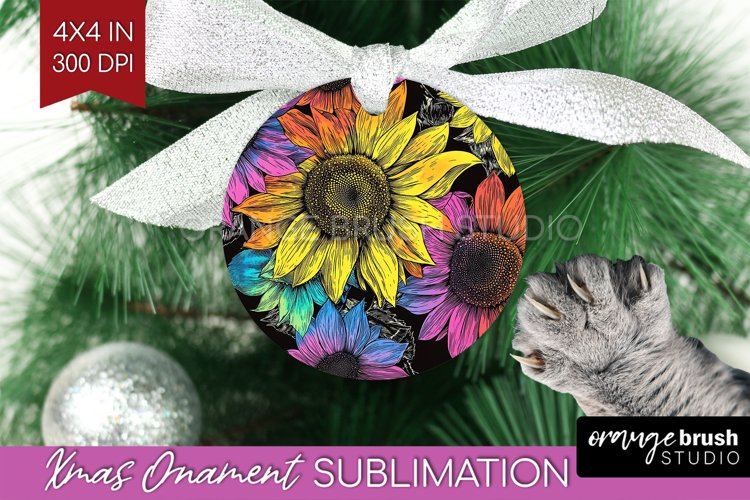 Rainbow Flowers Ornament PNG - Spring PNG Sublimation