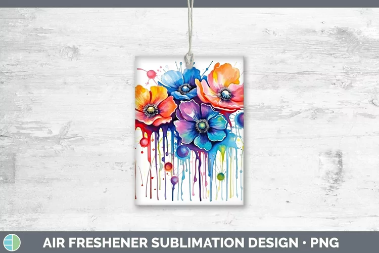 Rainbow Flowers Anemone Air Freshener Sublimation Car Freshe
