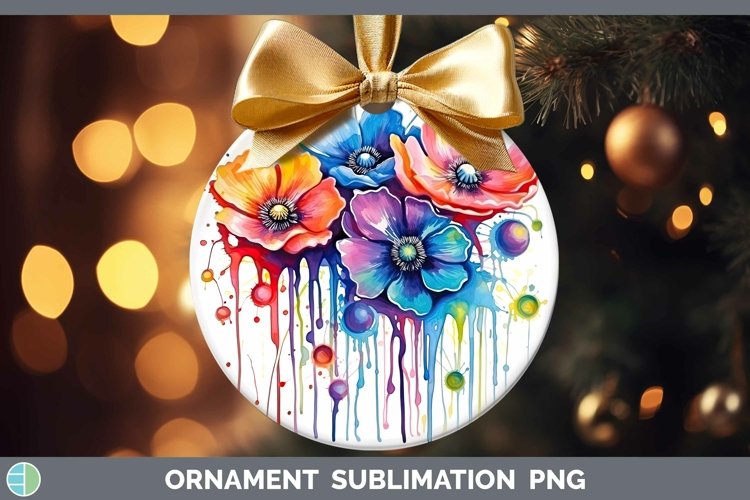 Rainbow Flowers Anemone Ornament Sublimation Bauble Designs