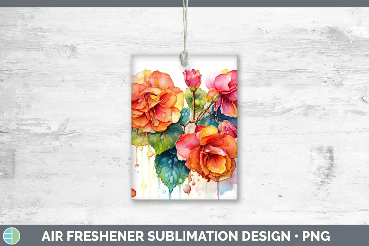 Rainbow Flowers Begonia Air Freshener Sublimation Car Freshe