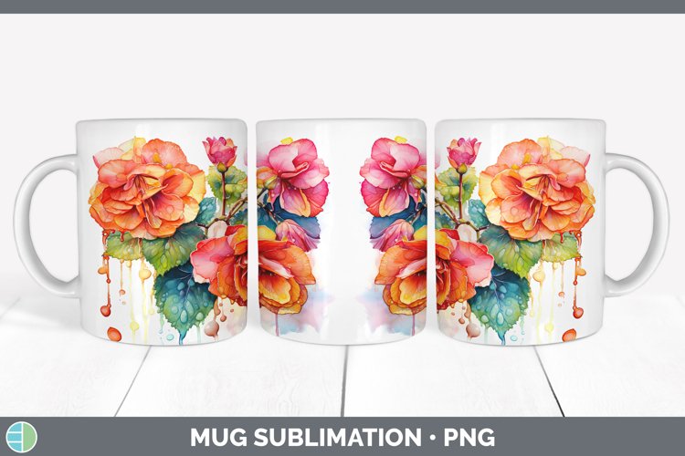 GorgeousRainbow Flowers Mug Wrap design.