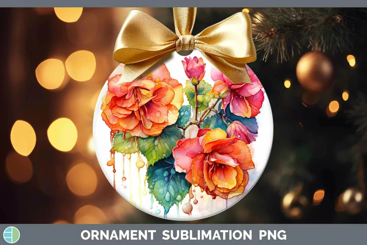 Rainbow Flowers Begonia Ornament Sublimation Bauble Designs