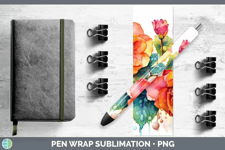 Rainbow Flowers Begonia Pen Wrap Sublimation Epoxy Pen Desig