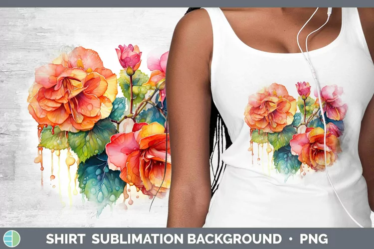 Rainbow Flowers Begonia Shirt Sublimation Sublimation Backgr