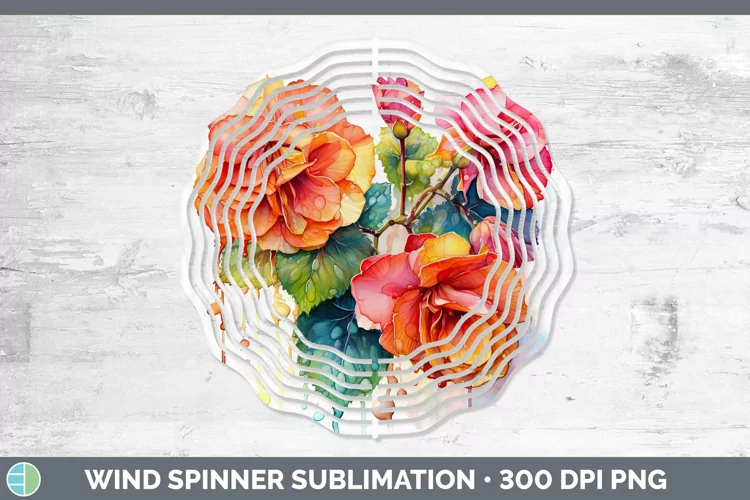 Rainbow Flowers Begonia Wind Spinner Sublimation Spinner Des