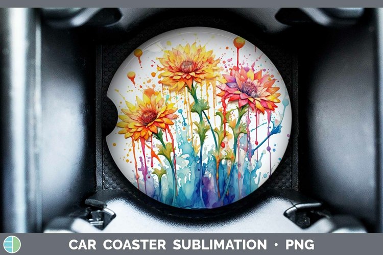 GorgeousRainbow Flowers Car Coaster design.